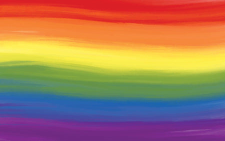 Colorful rainbow gradient wall mural on an interior wall