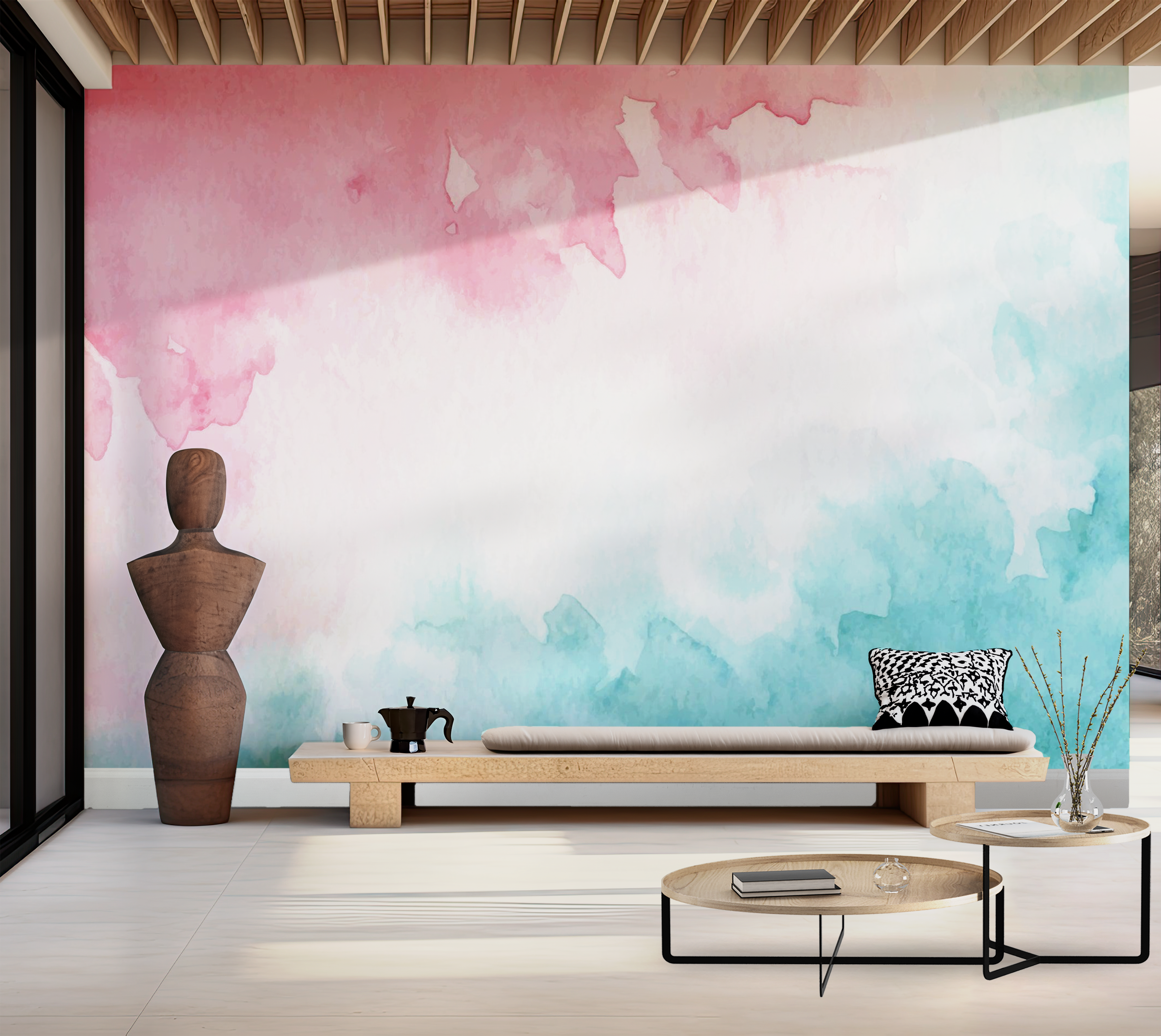 Premium Wallpaper Wall Mural - Watercolor Blend 60"Wx40"H / Non-Woven Fleece