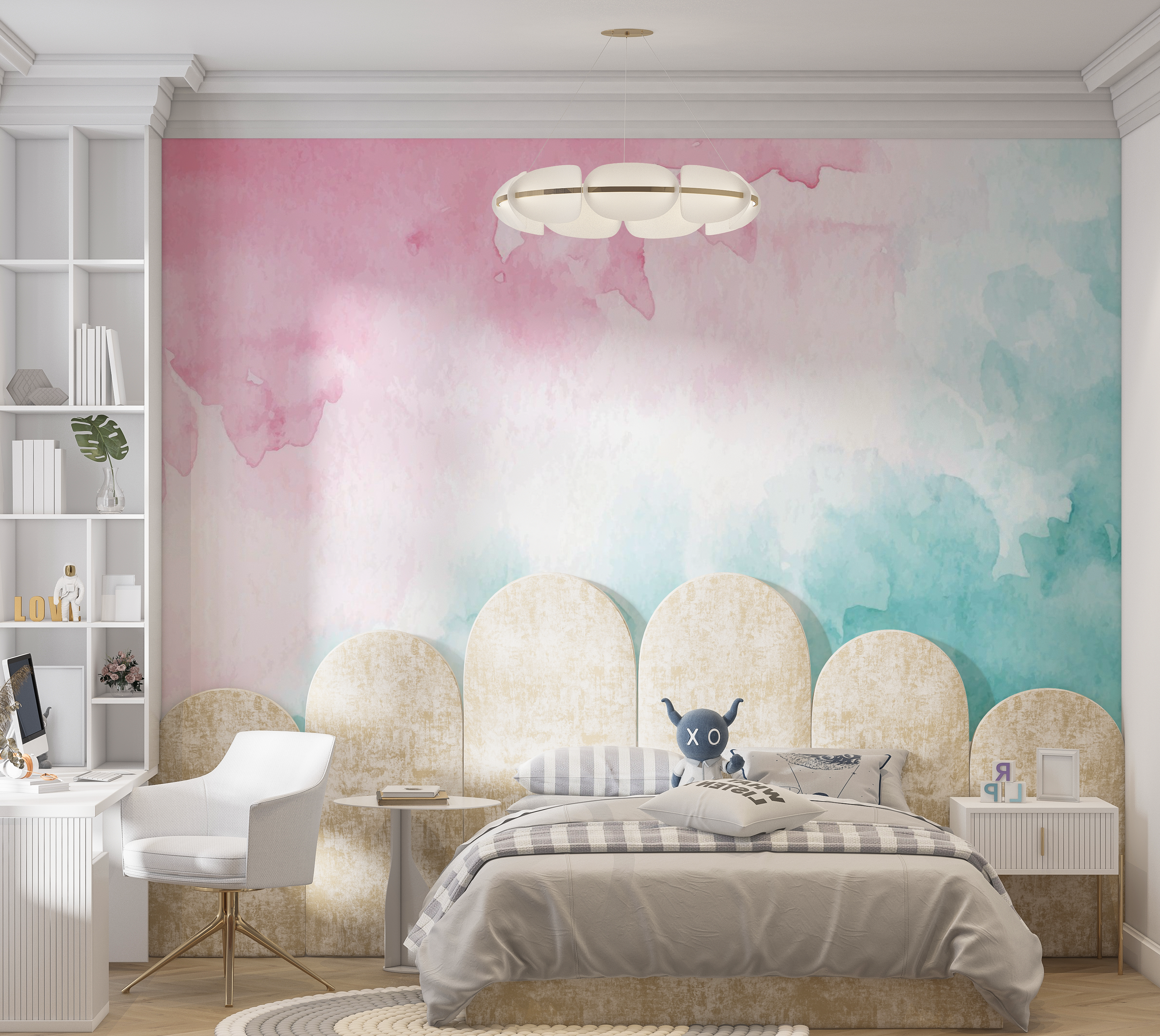 Premium Wallpaper Wall Mural - Watercolor Blend 60"Wx40"H / Non-Woven Fleece
