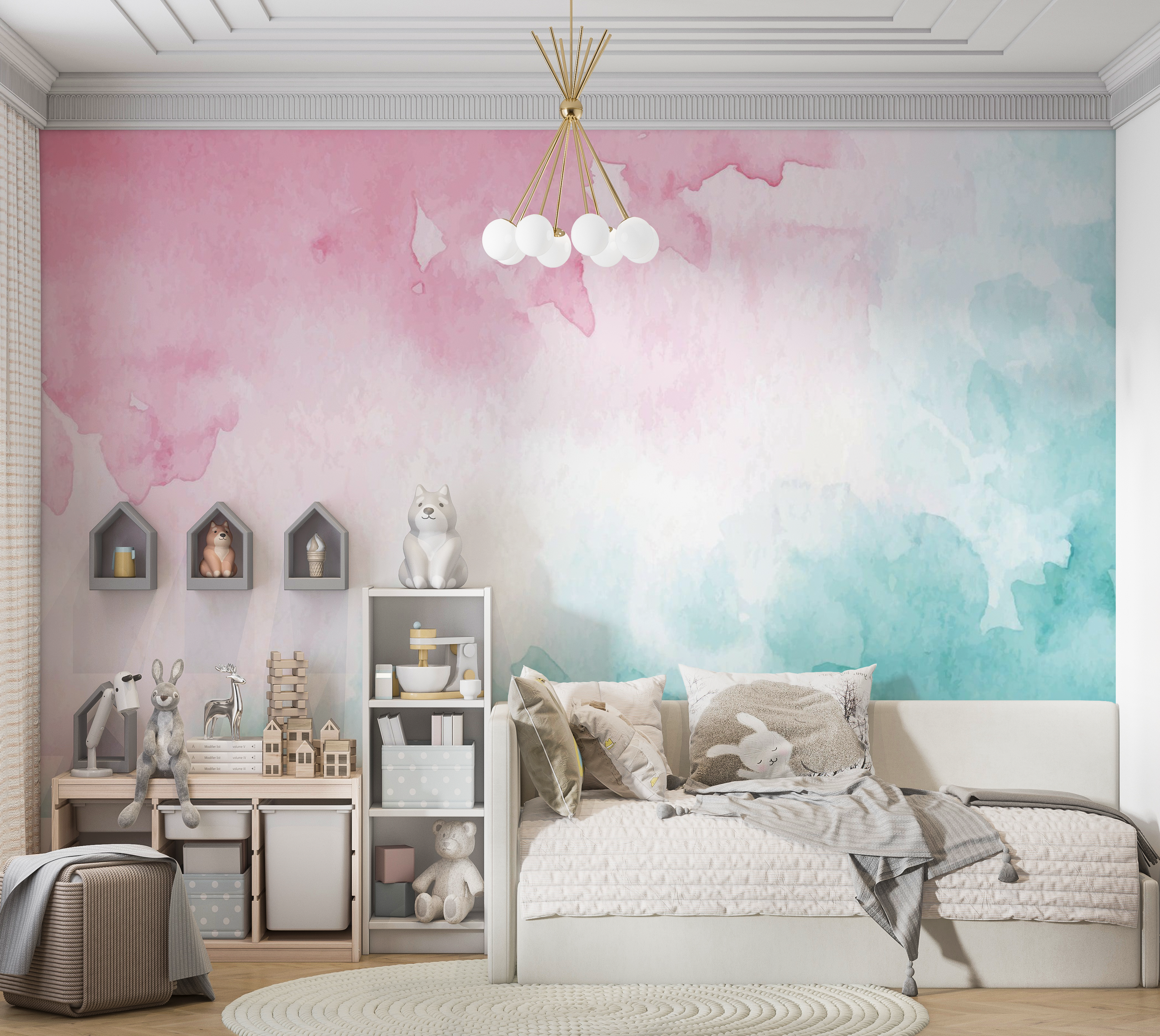 Premium Wallpaper Wall Mural - Watercolor Blend 60"Wx40"H / Non-Woven Fleece