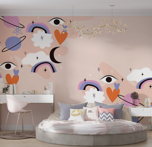 Premium Peel & Stick Wall Mural - Whimsical Space Theme
