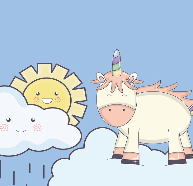 Premium Peel & Stick Wall Mural - Whimsical Unicorn Sky