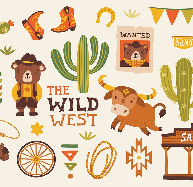 Premium Peel & Stick Wall Mural - Wild West Cartoon