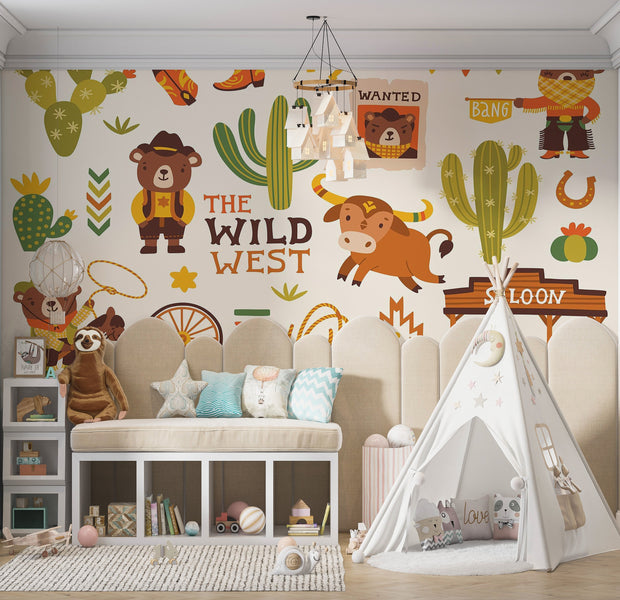 Premium Peel & Stick Wall Mural - Wild West Cartoon