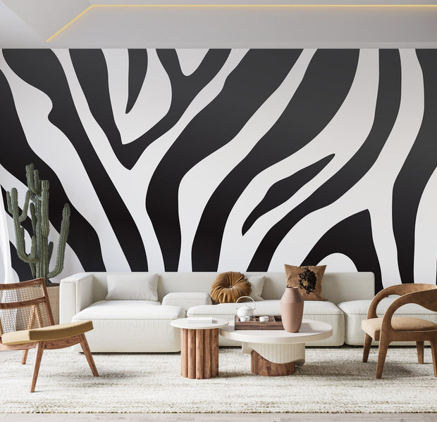 Premium Wallpaper Wall Mural - Zebra Stripes Pattern 60"Wx40"H / Non-Woven Fleece