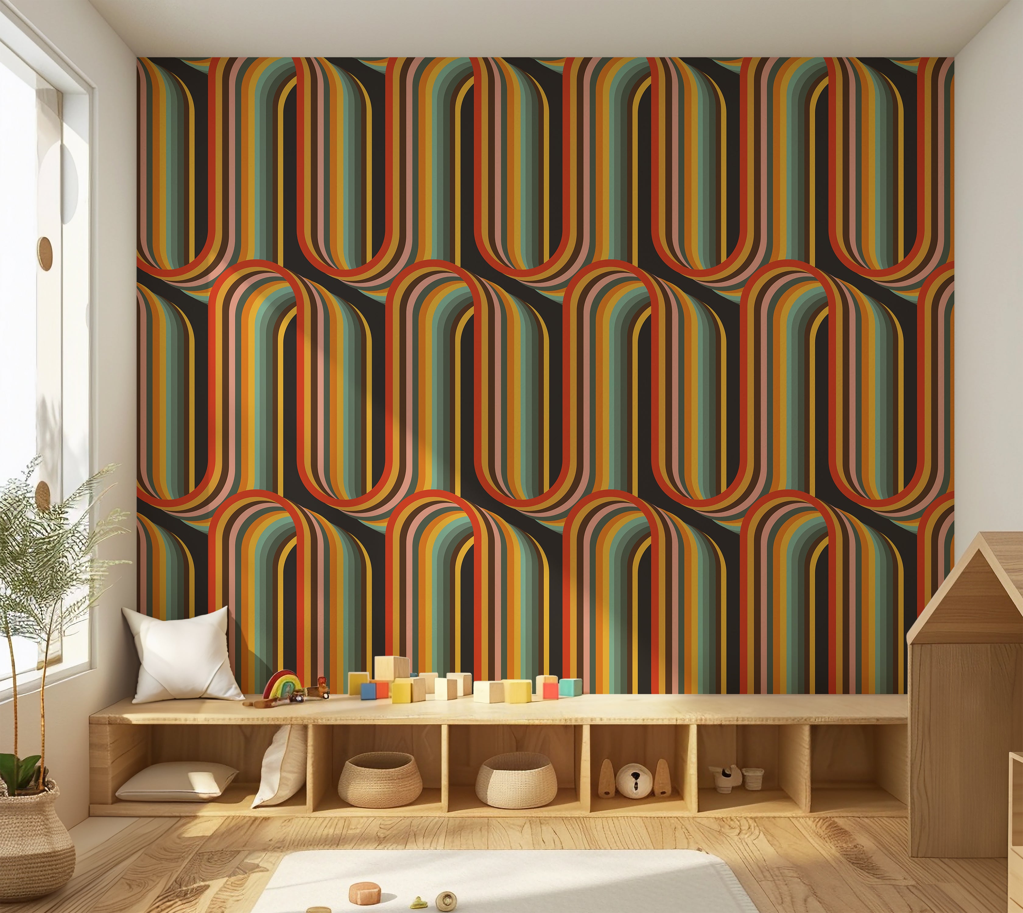 Premium Wallpaper Wall Mural - Retro Lines