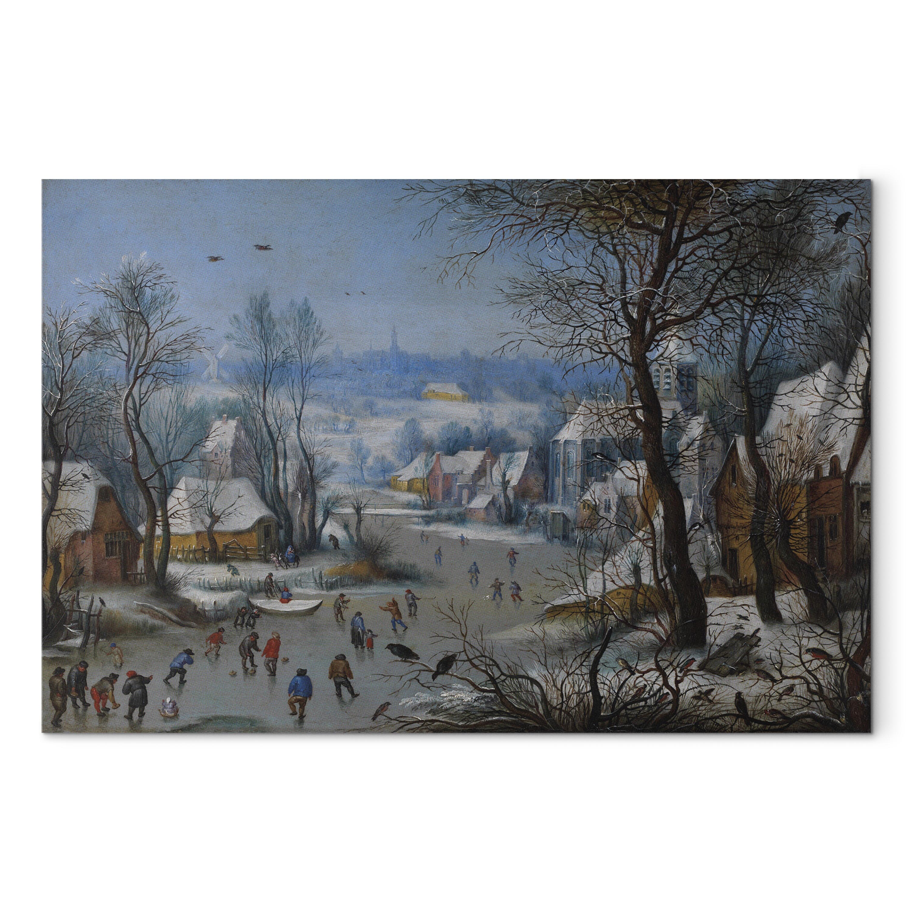 Reproduction Canvas Wall Art - Winter Landscape Bird Trap