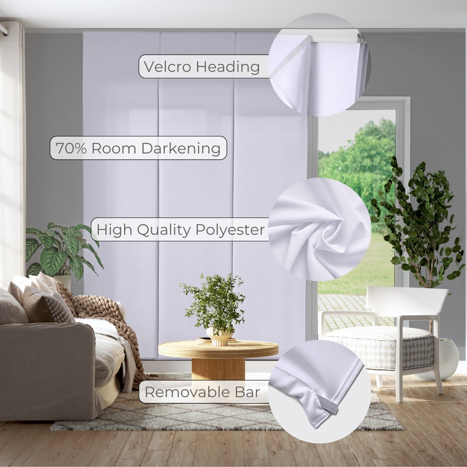 Set of 4 Panel Track Blinds - Green Leaves