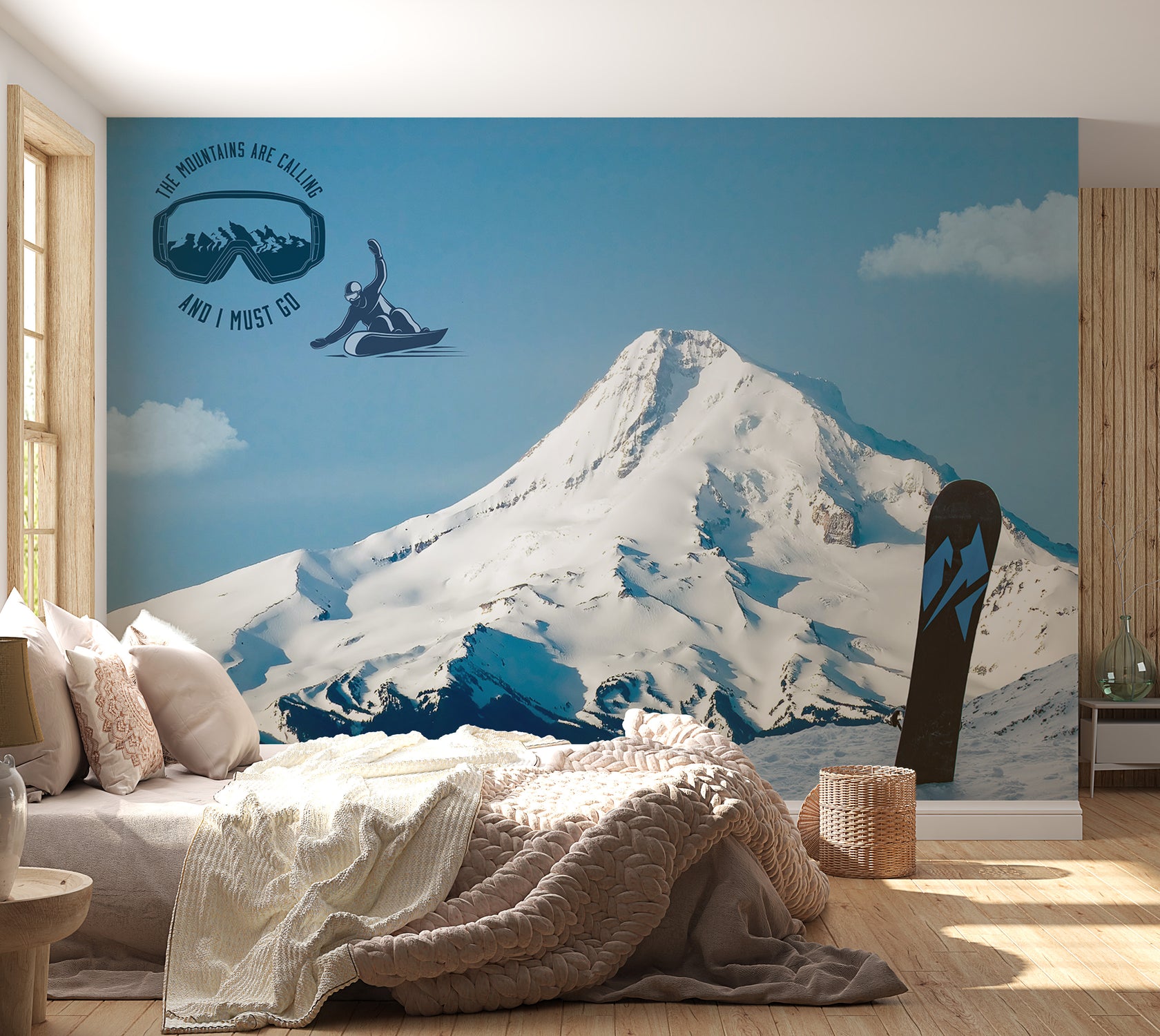 Peel & Stick Landscape Wall Mural - Snowboarding - Removable Wall Decals-Tiptophomedecor