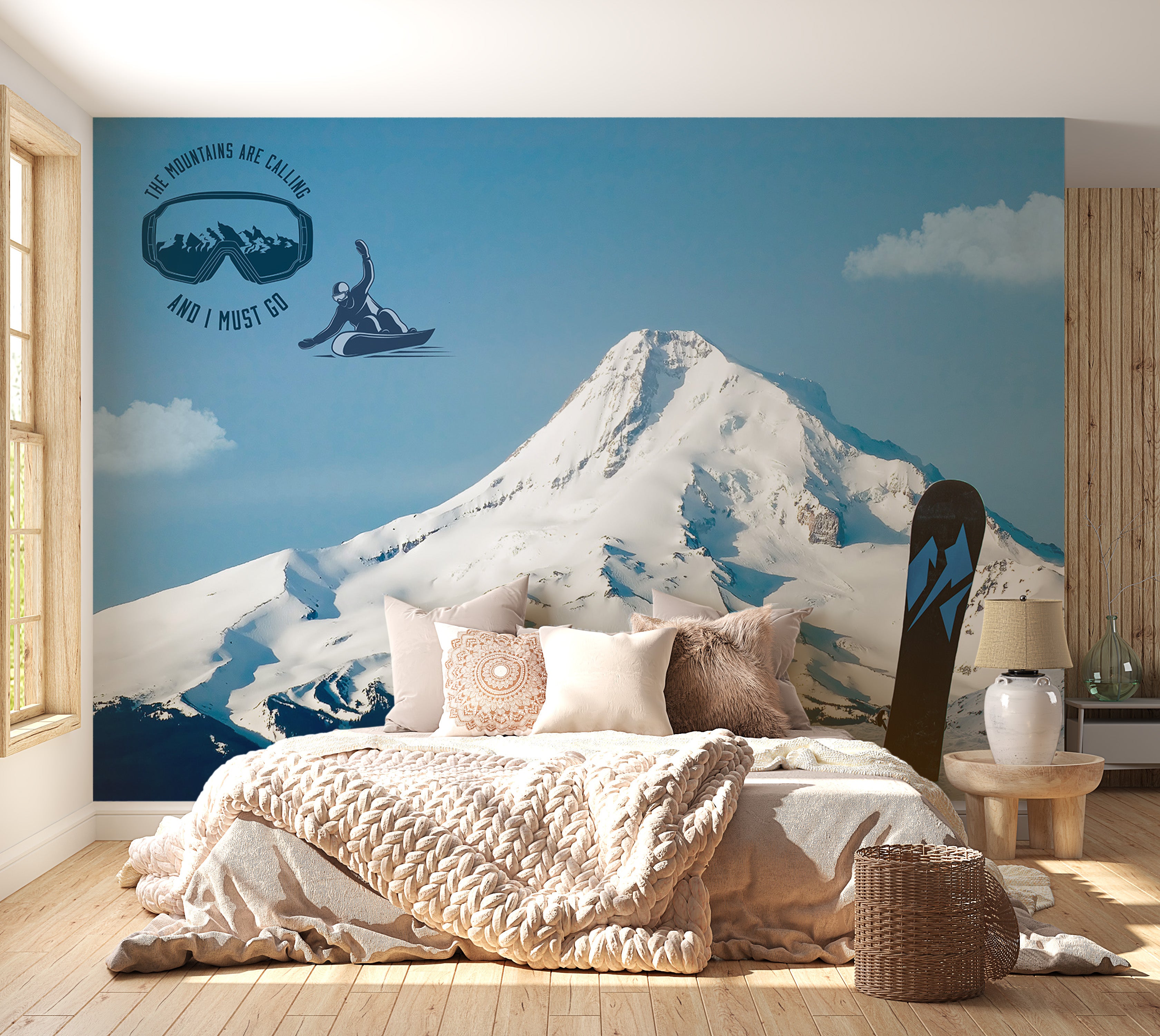 Peel & Stick Landscape Wall Mural - Snowboarding - Removable Wall Decals-Tiptophomedecor