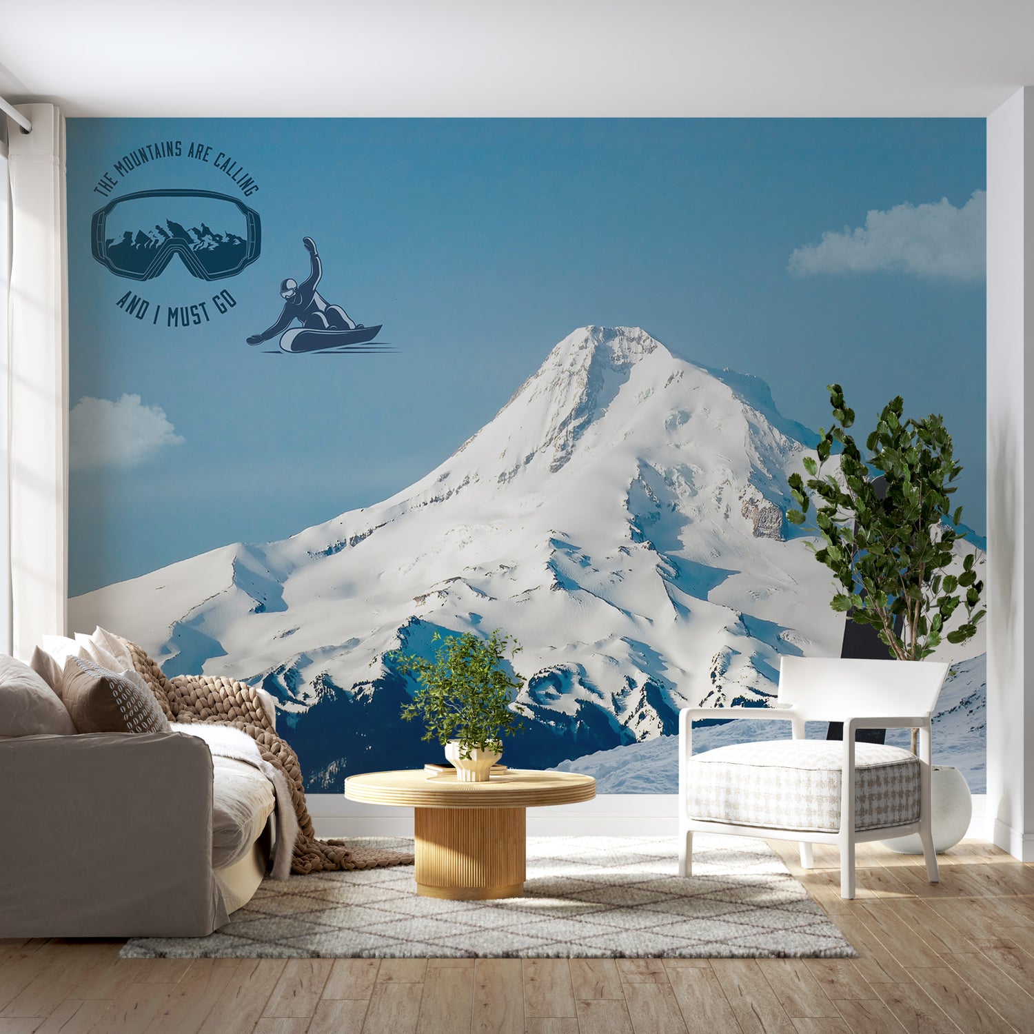 Peel & Stick Landscape Wall Mural - Snowboarding - Removable Wall Decals-Tiptophomedecor