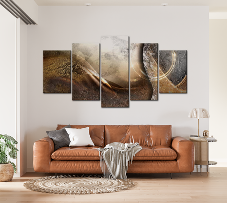 Space Canvas Wall Art - Lunar Planet - 5 Pieces