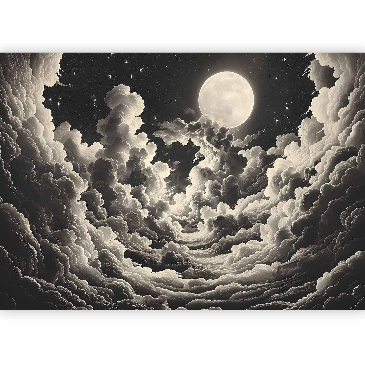 Space Wallpaper Wall Mural - Moon and Stars at Night