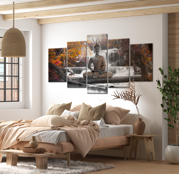 Spiritual Canvas Wall Art - Autumn Buddha - 5 Pieces