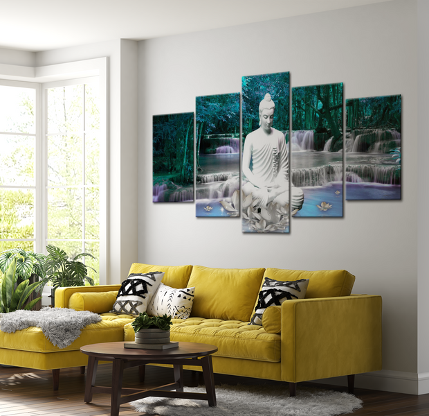 Spiritual Canvas Wall Art - Azure Prayer - 5 Pieces