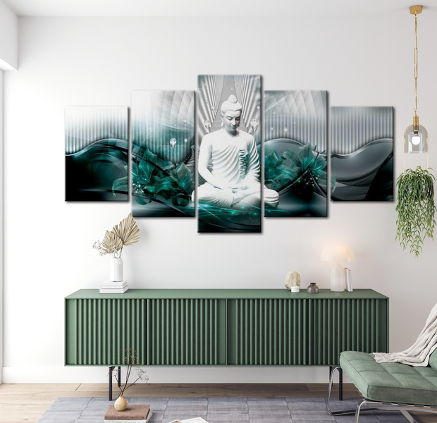 Spiritual Canvas Wall Art - Azure Zen Meditation - 5 Pieces