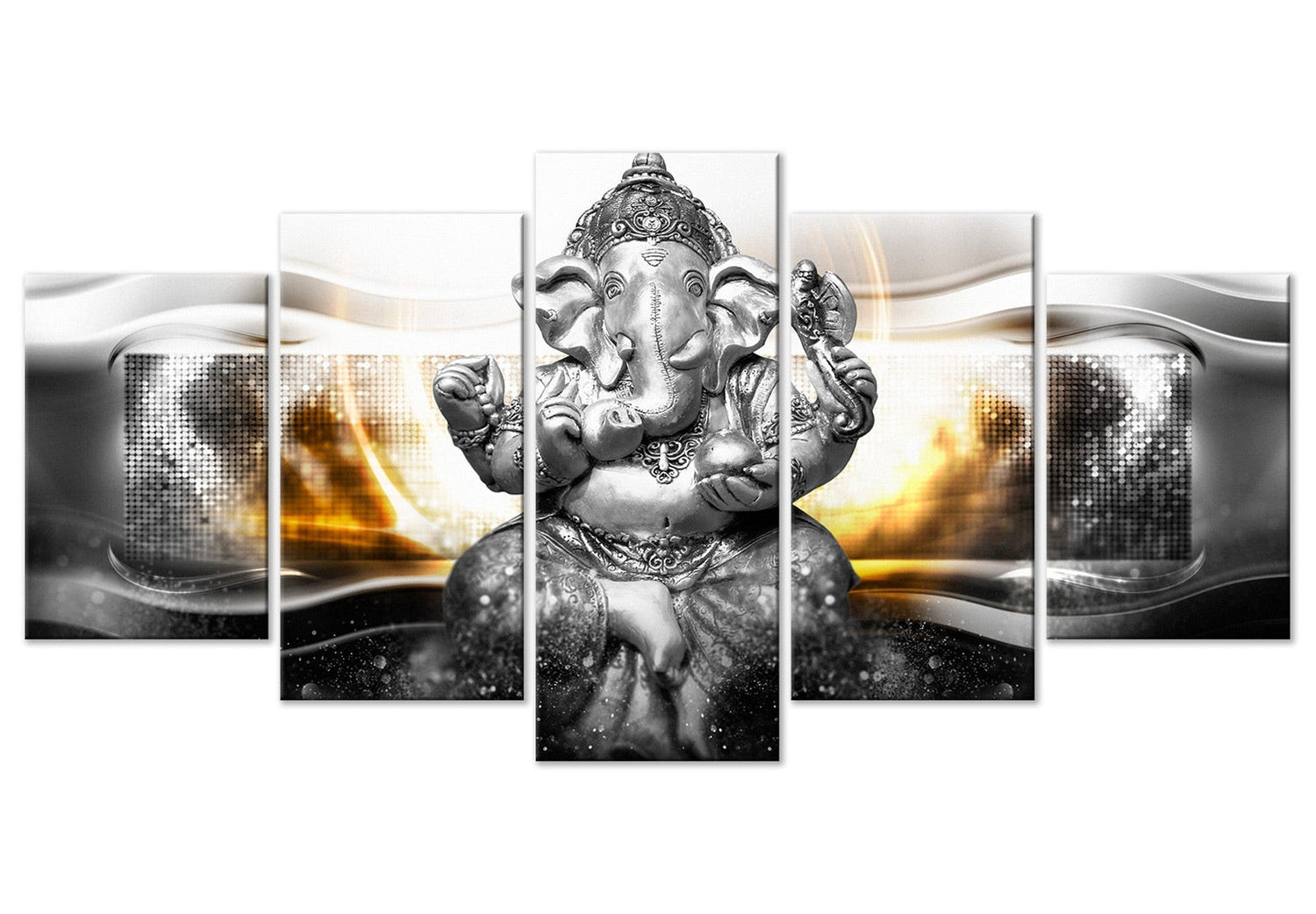 Spiritual Canvas Wall Art - Buddha Elephant - 5 Pieces