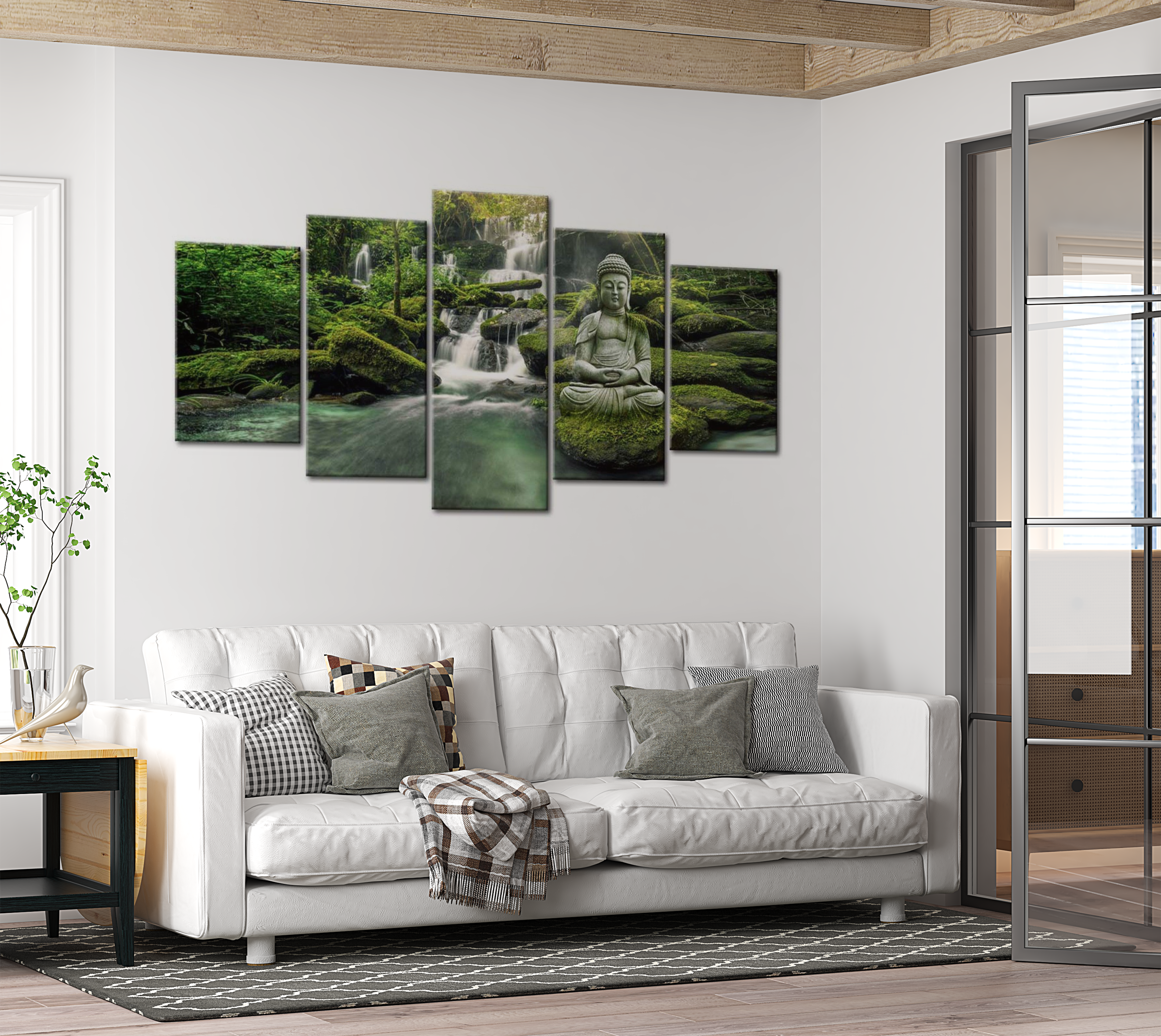 Spiritual Canvas Wall Art - Buddha Forest Heaven - 5 Pieces