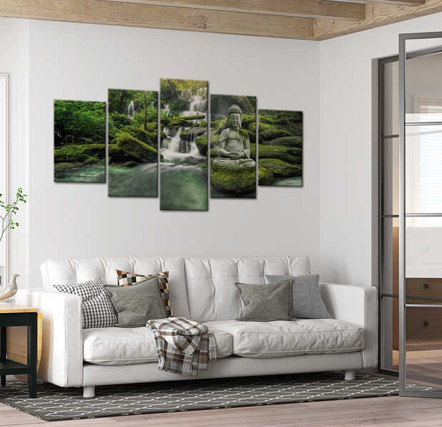 Spiritual Canvas Wall Art - Buddha Forest Heaven - 5 Pieces