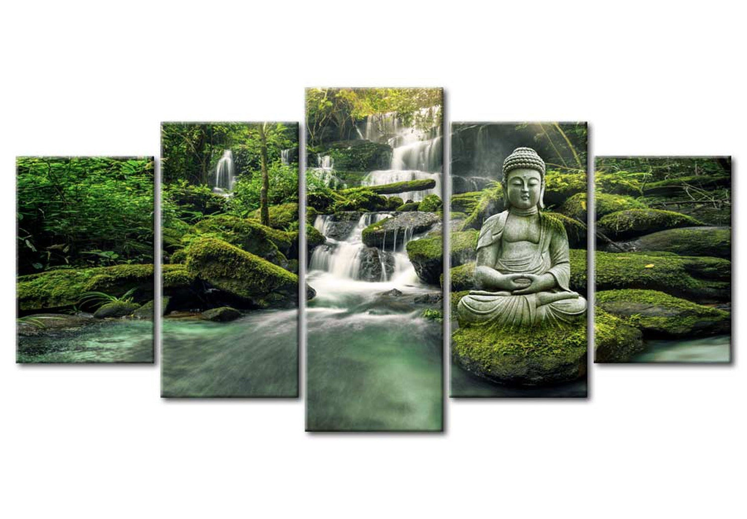 Spiritual Canvas Wall Art - Buddha Forest Heaven - 5 Pieces