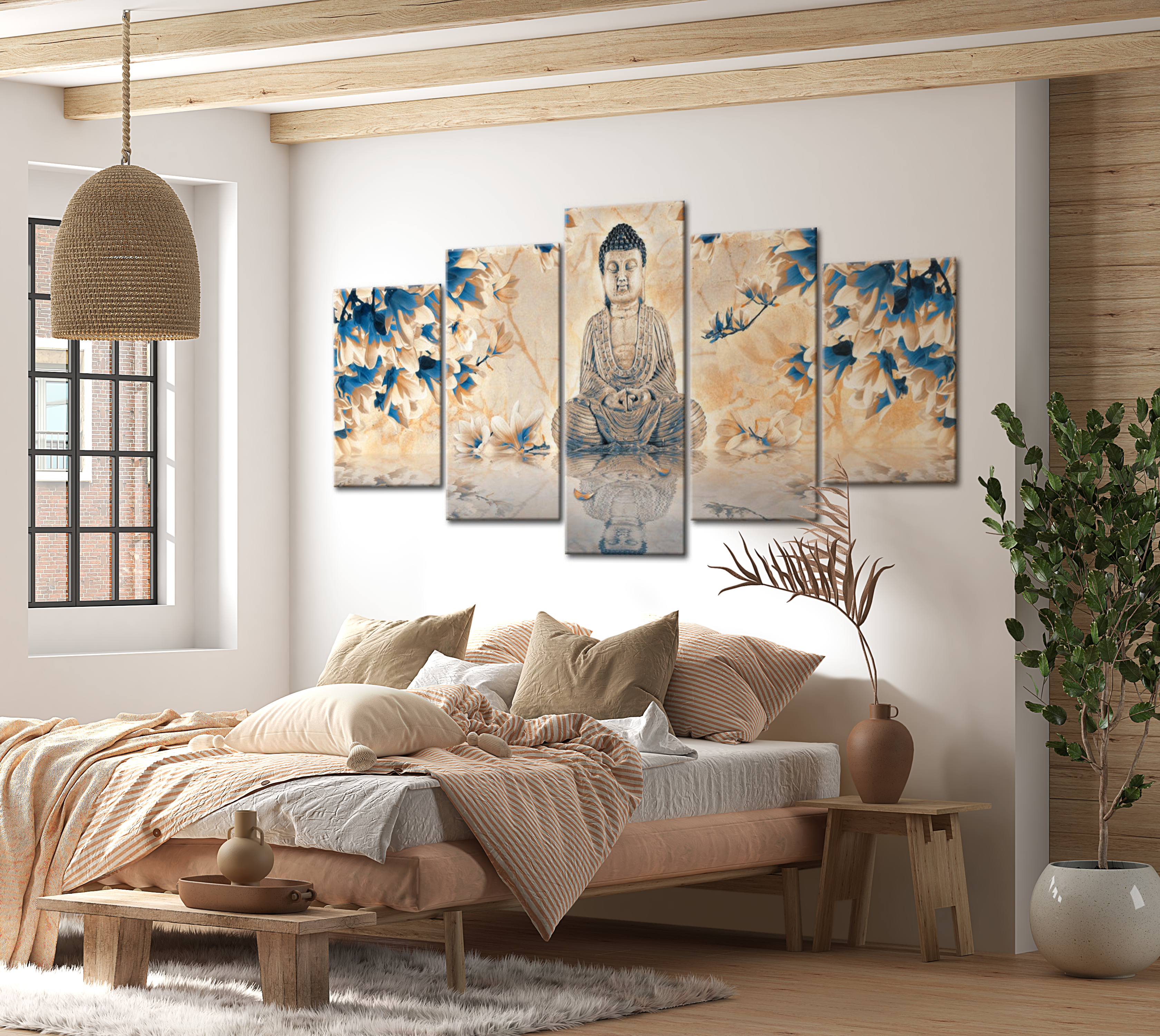 Spiritual Canvas Wall Art - Buddha Guide - 5 Pieces