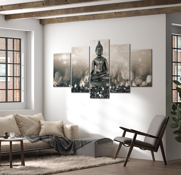 Spiritual Canvas Wall Art - Buddha In Light - 5 Pieces