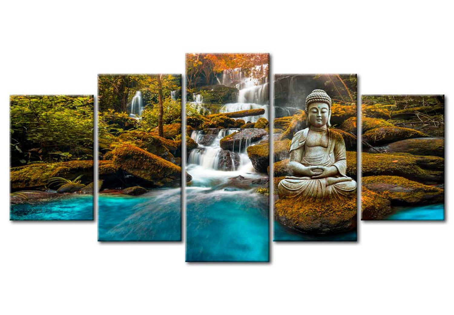 Spiritual Canvas Wall Art - Buddha Silence - 5 Pieces