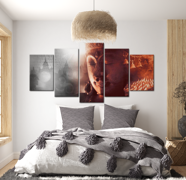 Spiritual Canvas Wall Art - Buddha Silent Prayer - 5 Pieces