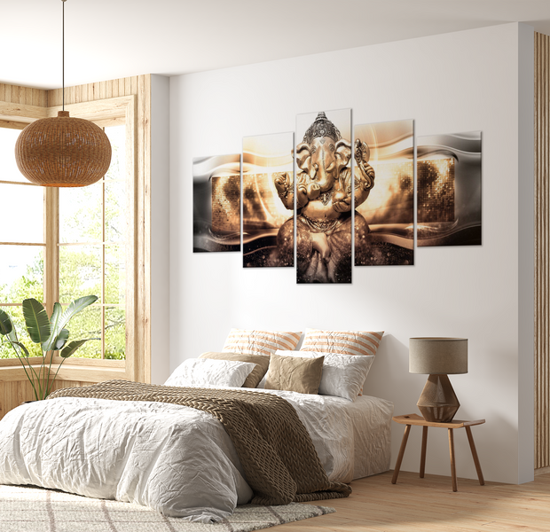 Spiritual Canvas Wall Art - Buddha Style Golden - 5 Pieces