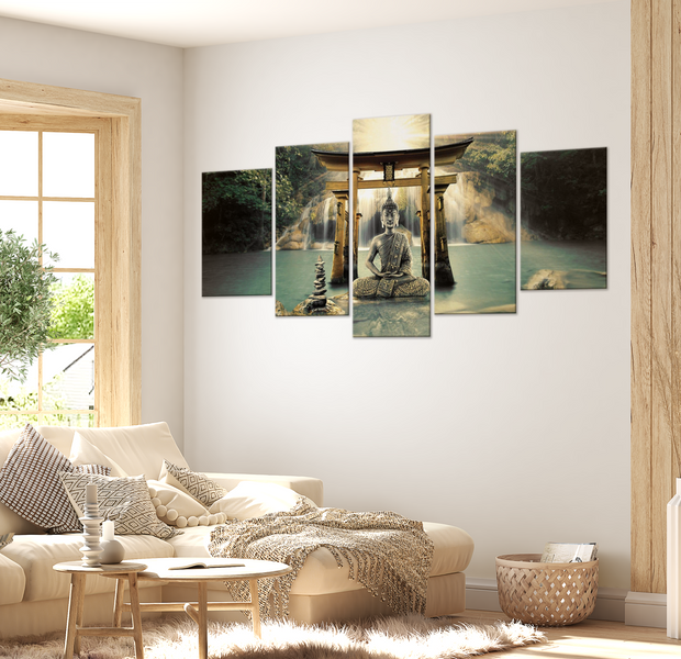 Spiritual Canvas Wall Art - Buddha Temple - 5 Pieces