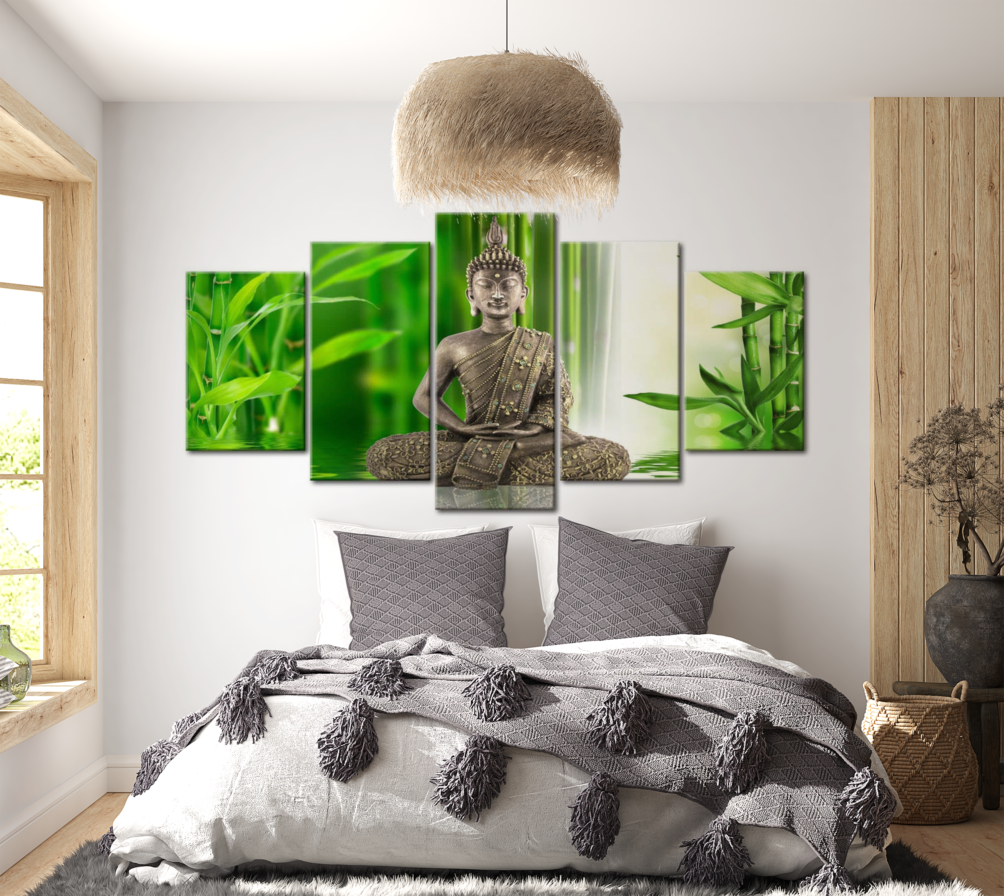 Stretched Canvas Zen Art - Contemplating Buddha 40"Wx20"H