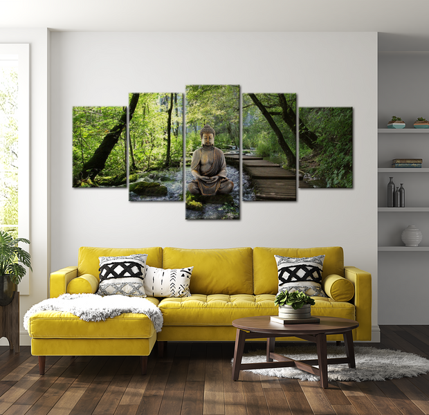 Spiritual Canvas Wall Art - Calm Buddha Nature - 5 Pieces