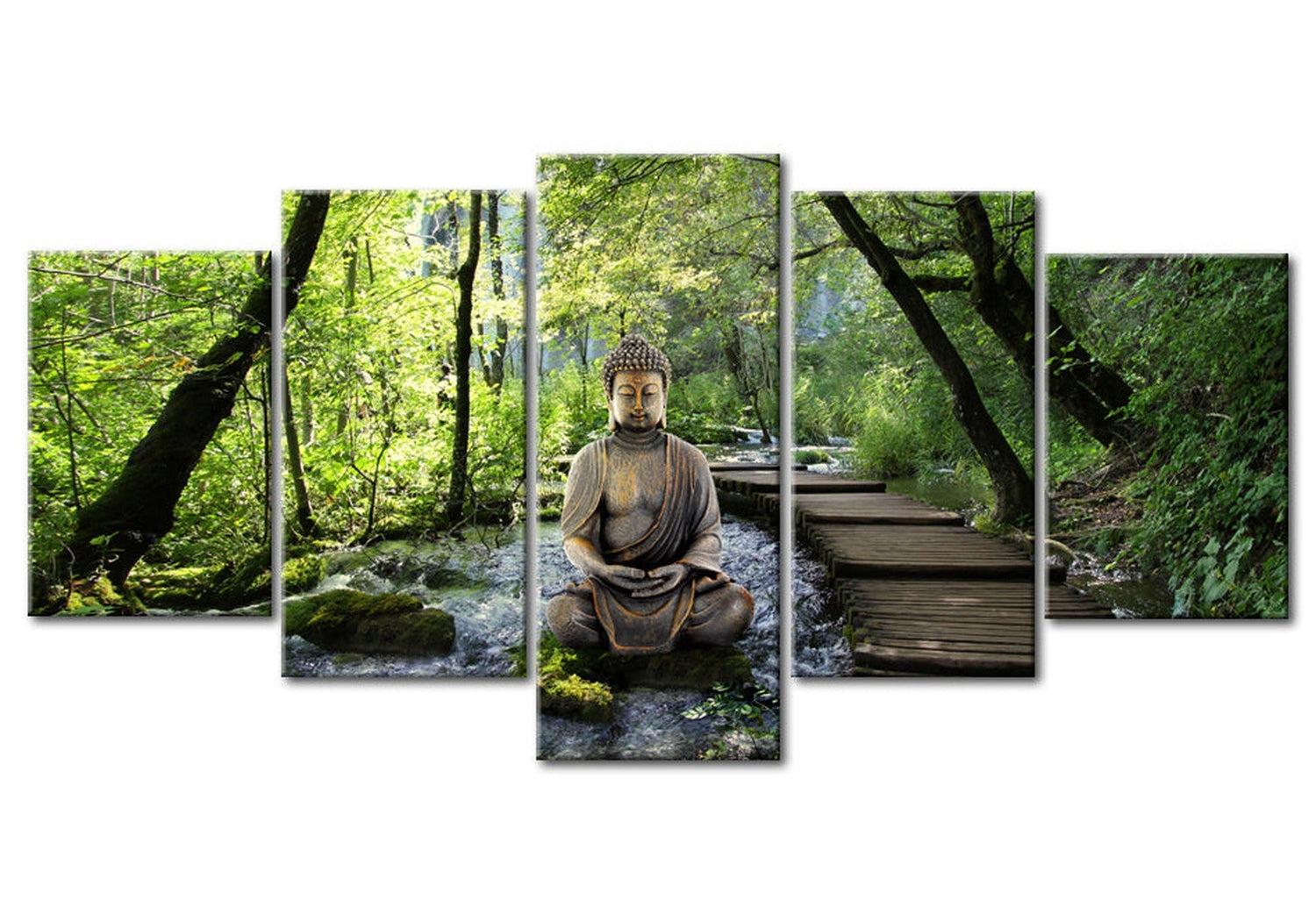 Spiritual Canvas Wall Art - Calm Buddha Nature - 5 Pieces