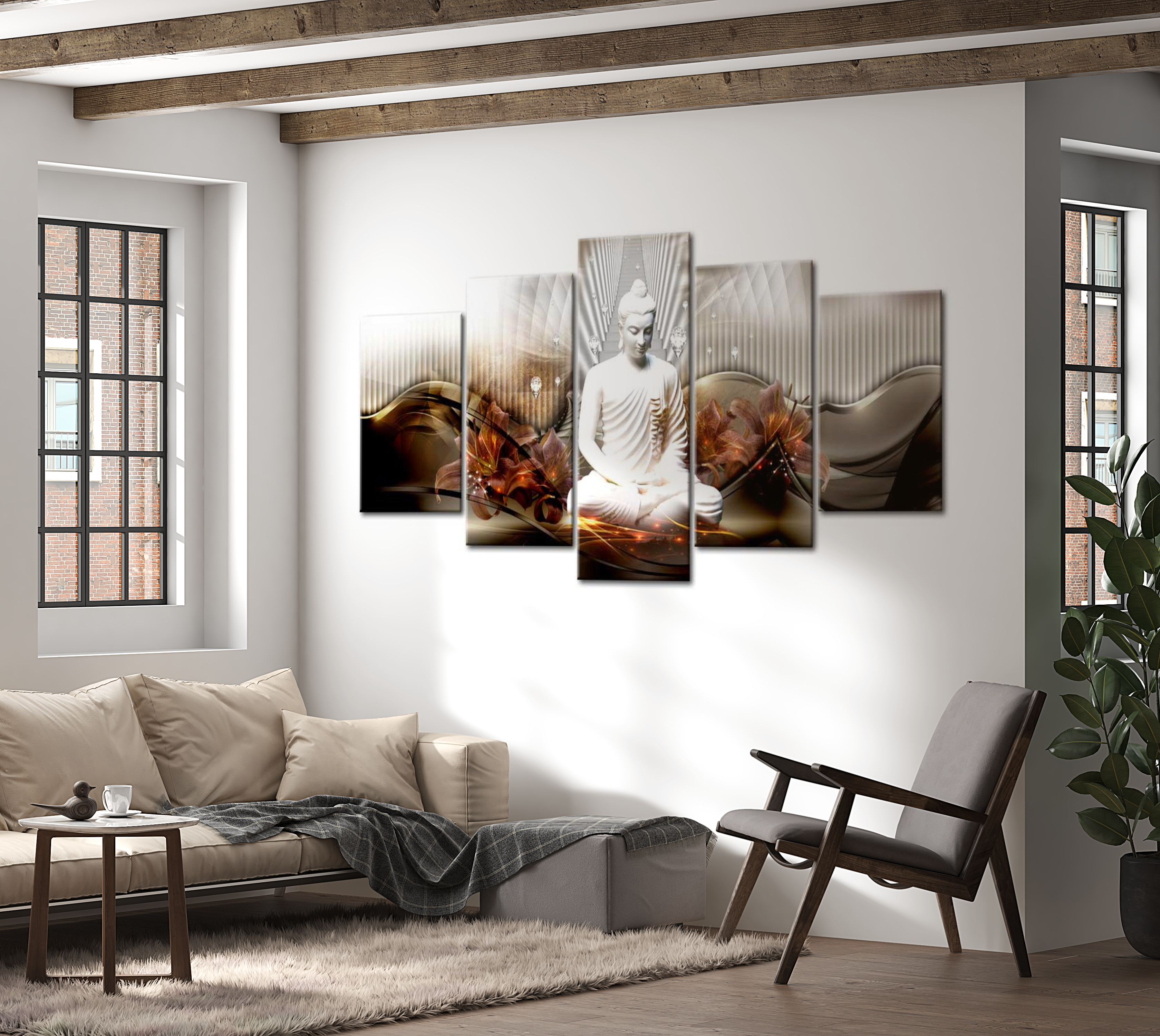 Spiritual Canvas Wall Art - Calm Meditation - 5 Pieces