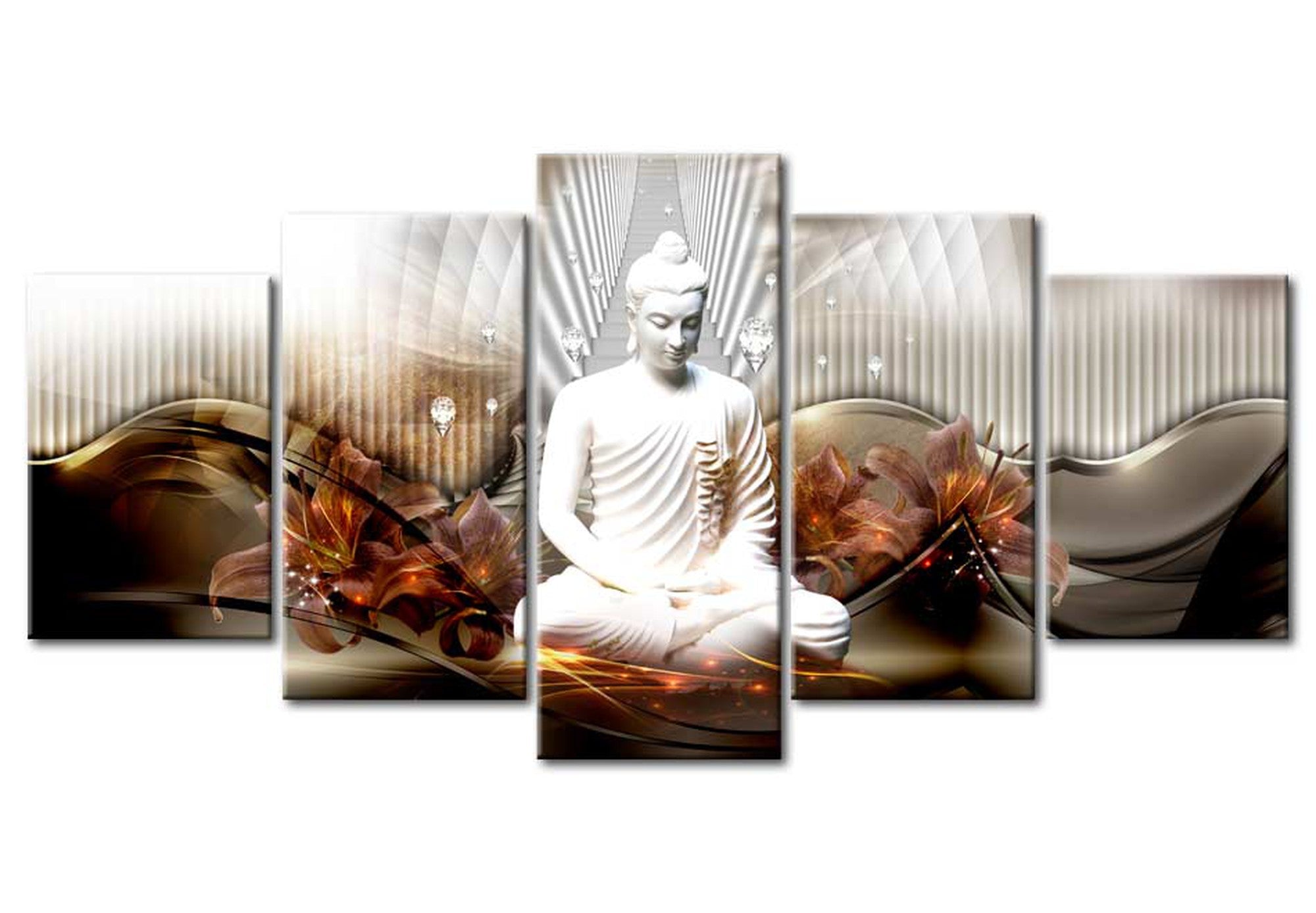 Spiritual Canvas Wall Art - Calm Meditation - 5 Pieces