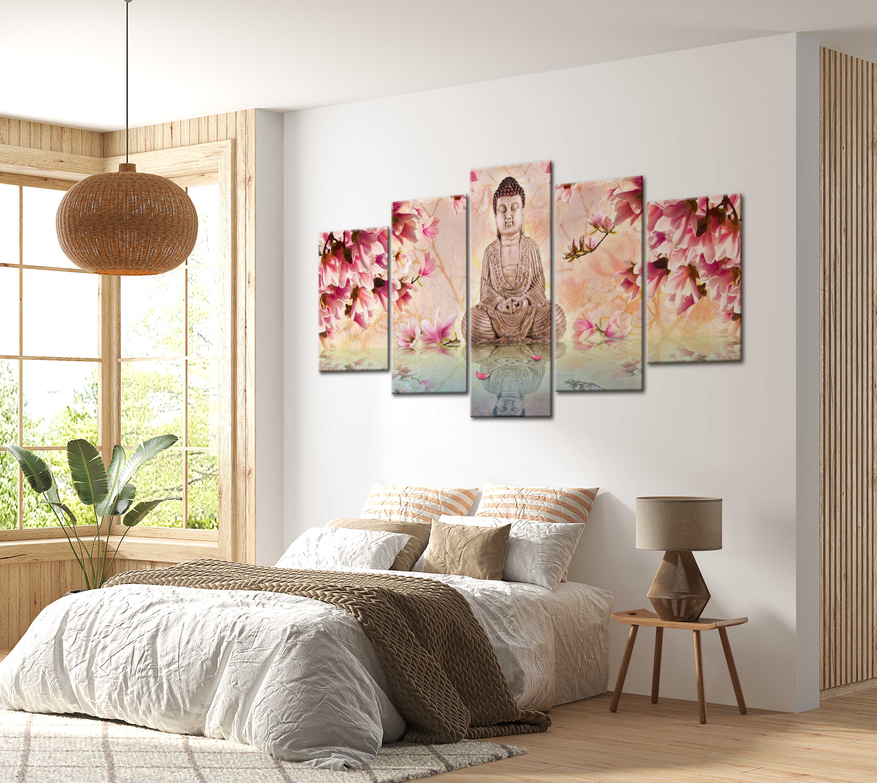 Spiritual Canvas Wall Art - Mindful Buddha Nature - 5 Pieces