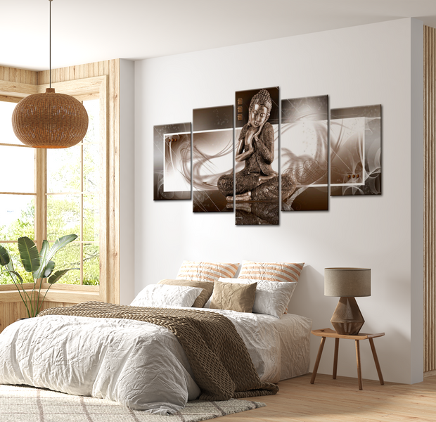 Spiritual Canvas Wall Art - Modern Buddha Brown - 5 Pieces