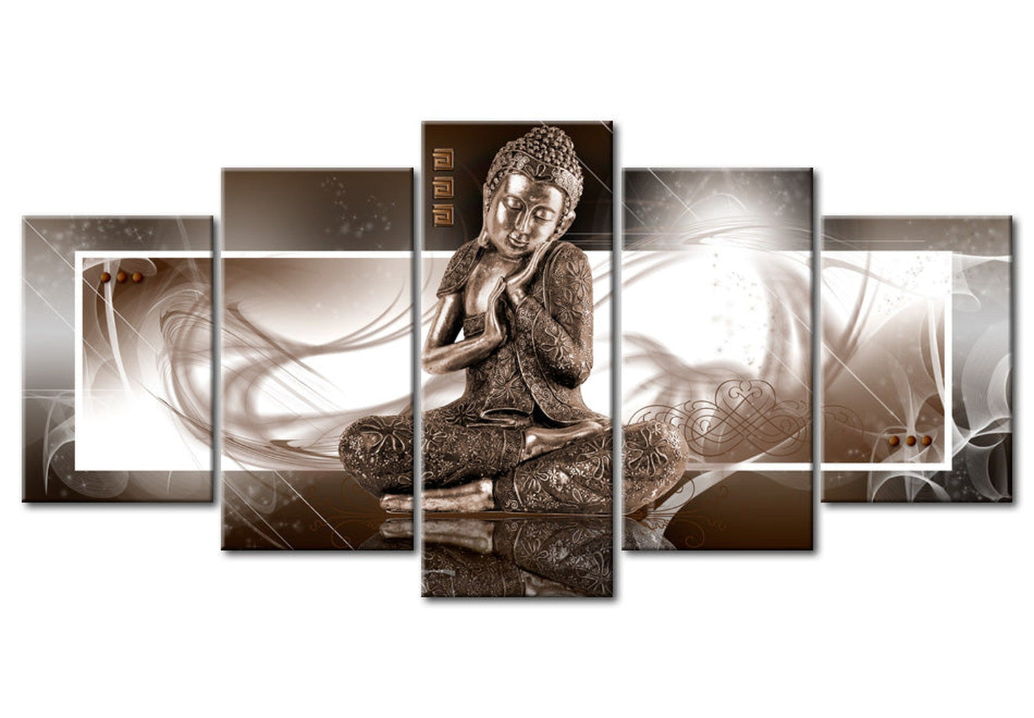 Spiritual Canvas Wall Art - Modern Buddha Brown - 5 Pieces