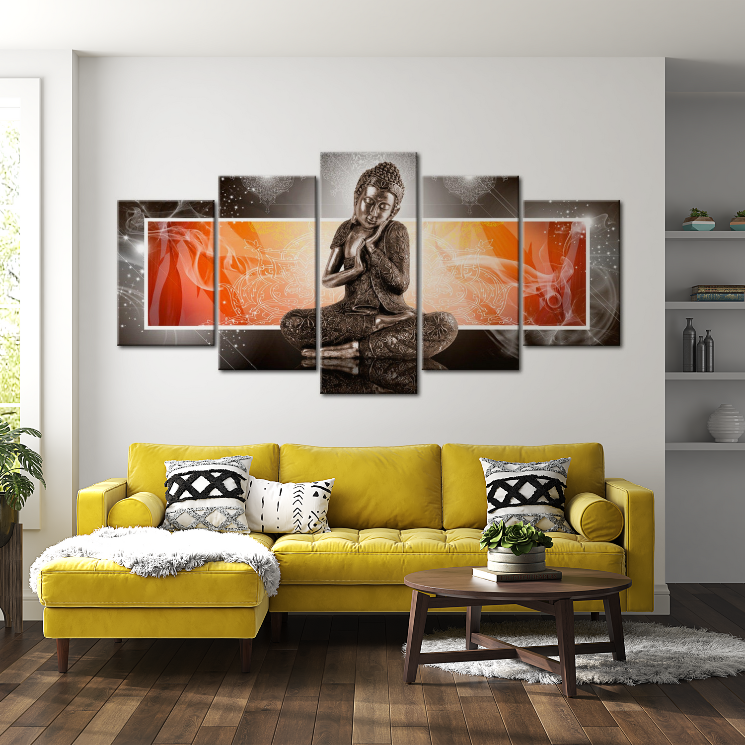 Stretched Canvas Zen Art - Buddha And Ornaments 40"Wx20"H