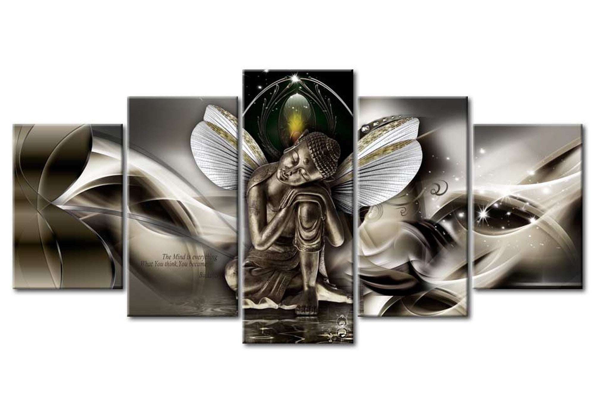 Spiritual Canvas Wall Art - Mystic Buddha - 5 Pieces