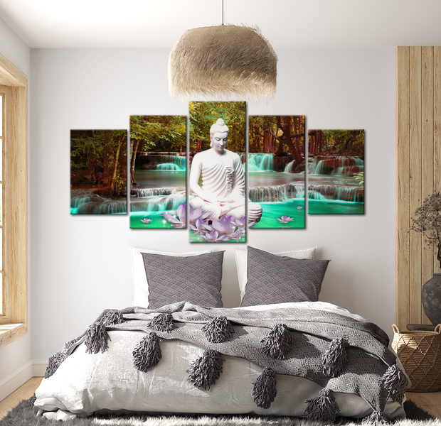 Spiritual Canvas Wall Art - Nature Buddha Sanctuary - 5 Pieces