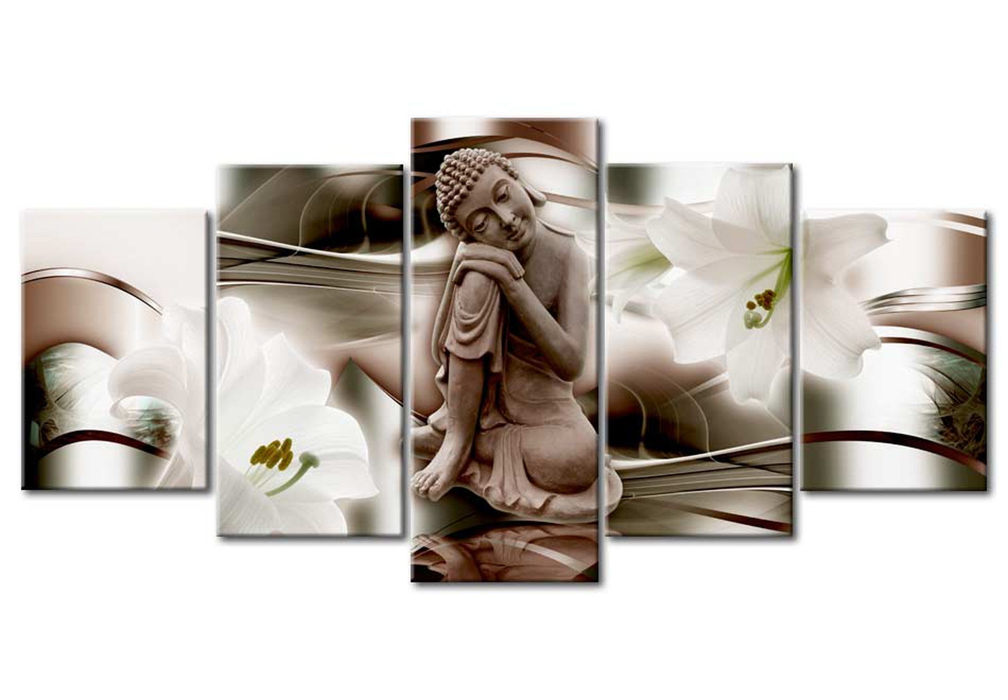 Spiritual Canvas Wall Art - Peaceful Buddha - 5 Pieces