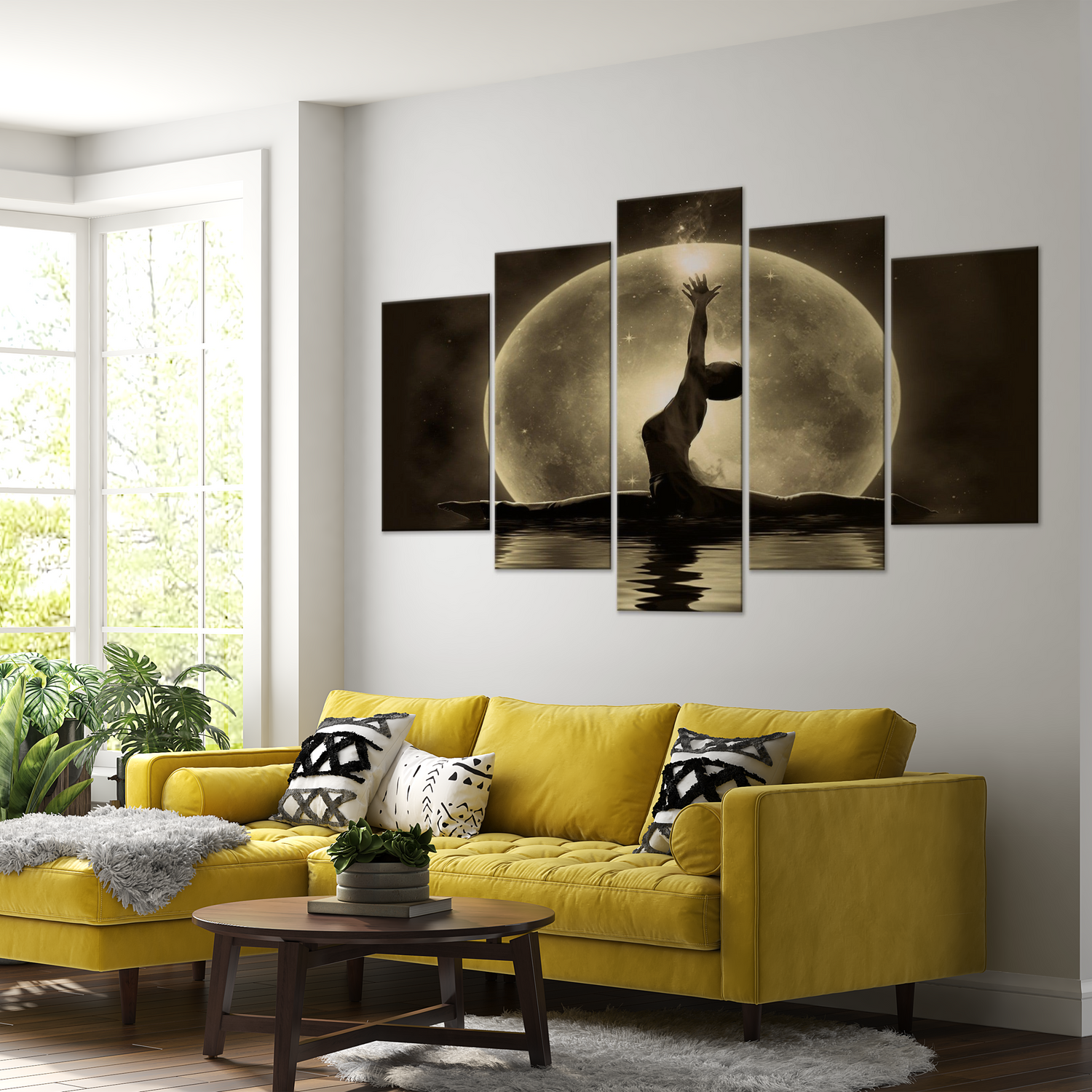 Stretched Canvas Zen Art - Twine Wide Golden 40"Wx20"H