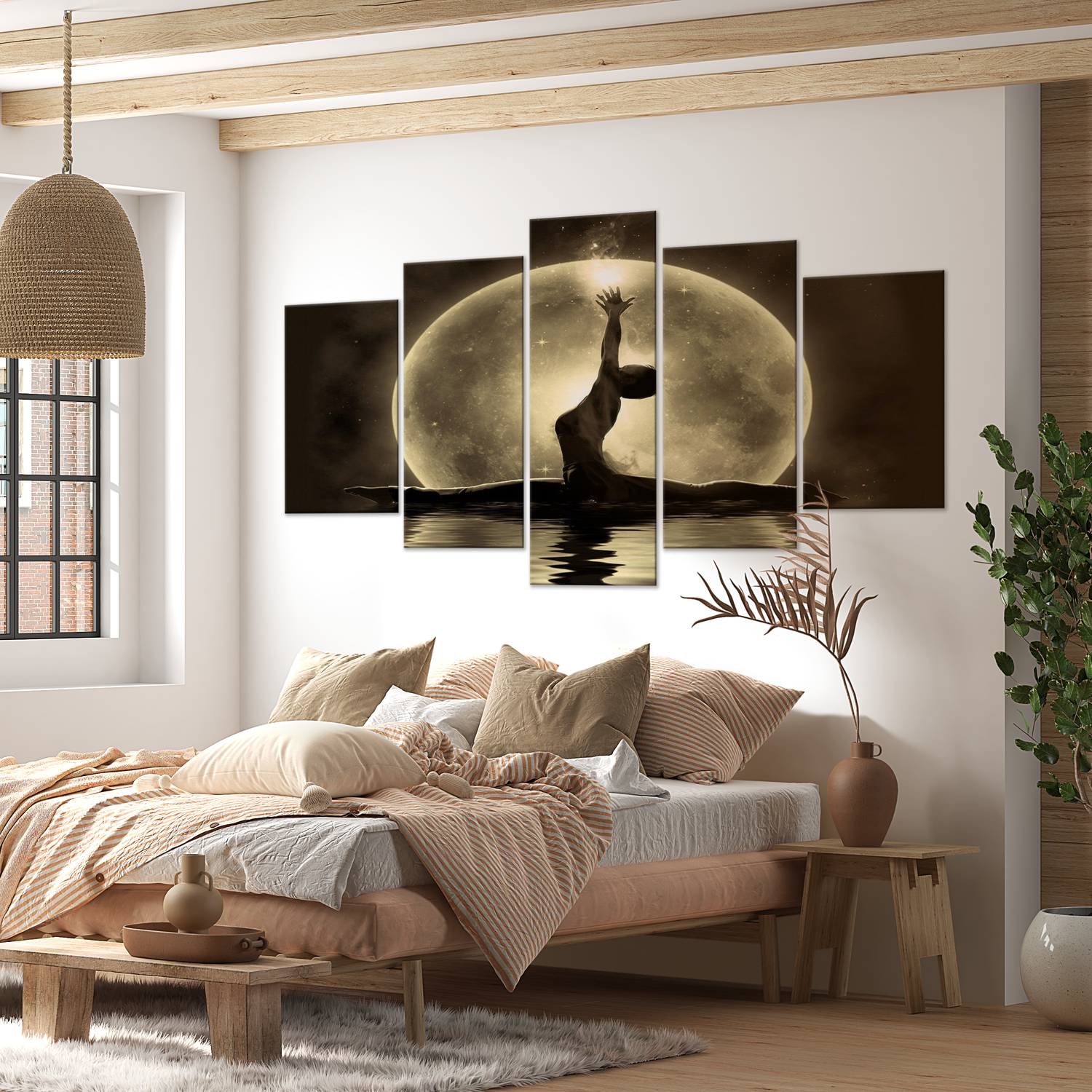 Stretched Canvas Zen Art - Twine Wide Golden 40"Wx20"H