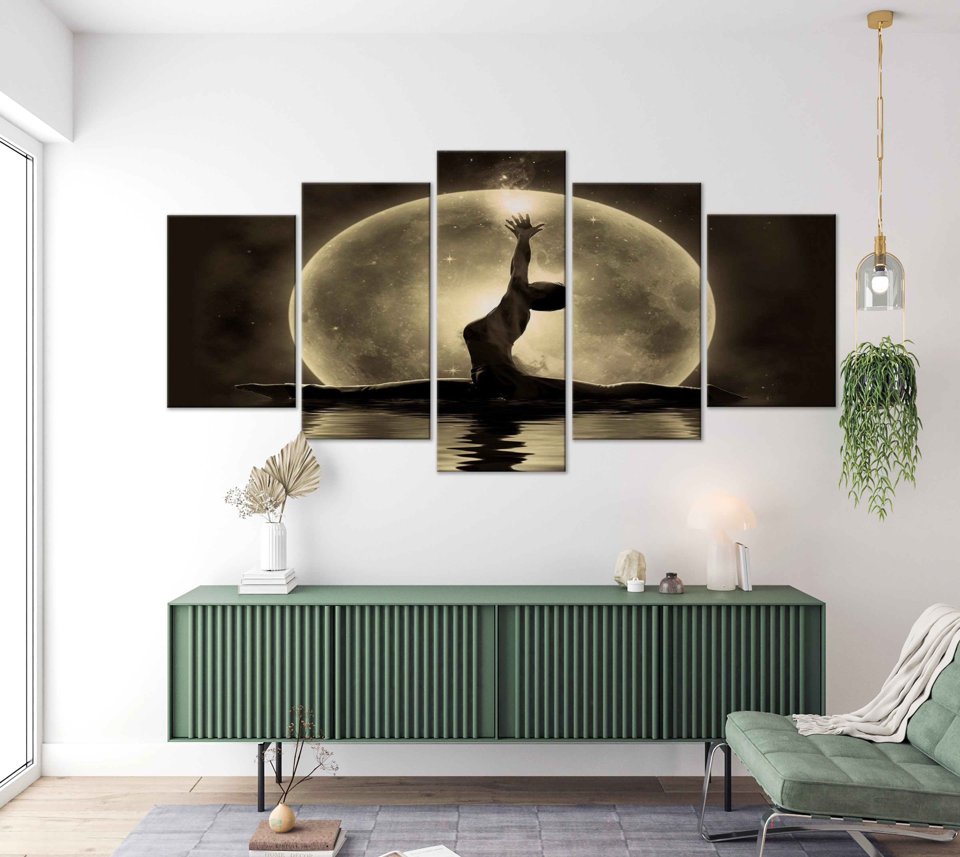 Stretched Canvas Zen Art - Twine Wide Golden 40"Wx20"H