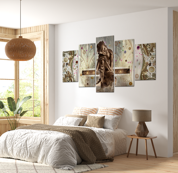 Spiritual Canvas Wall Art - Zen Buddha Mosaic - 5 Pieces