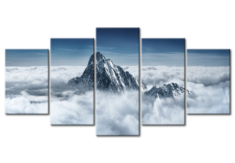 Stretched Canvas Landscape Art - A Peak Rising Above The Clouds