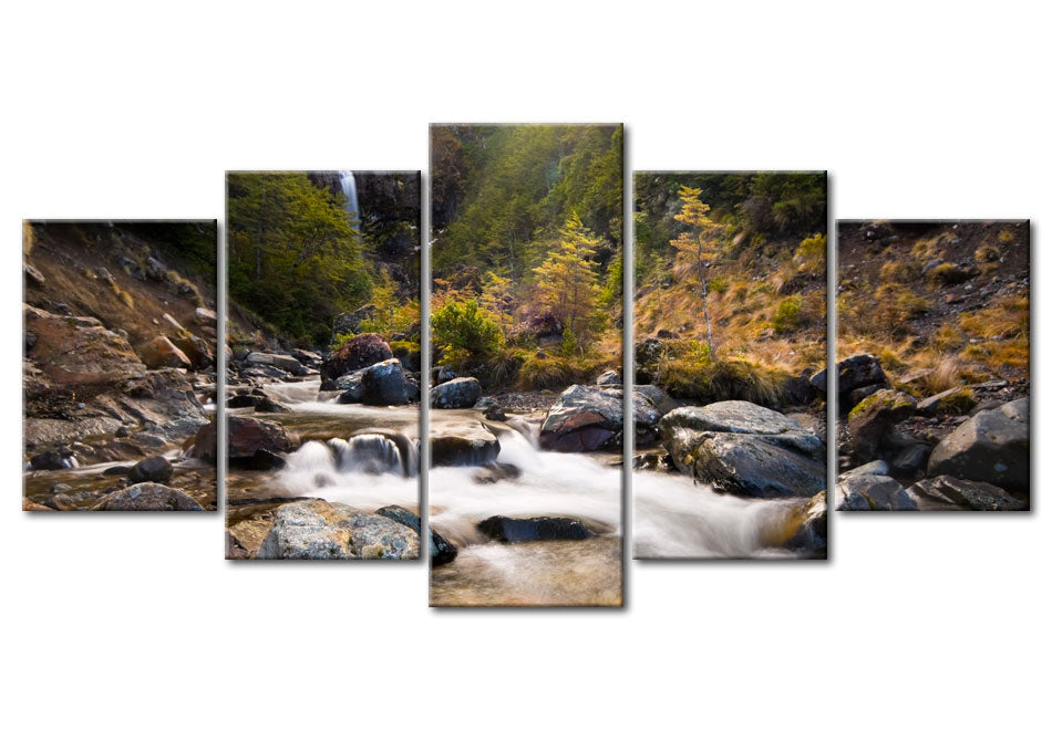Stretched Canvas Landscape Art - A Waterfall In The Middle Of Wild Nature