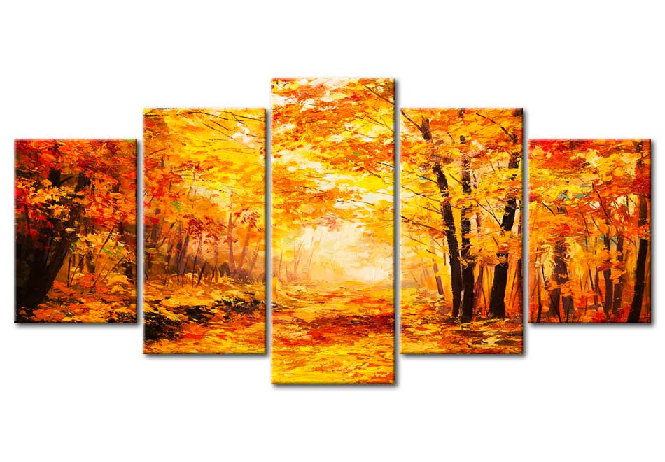 Stretched Canvas Landscape Art - Autumn Alley