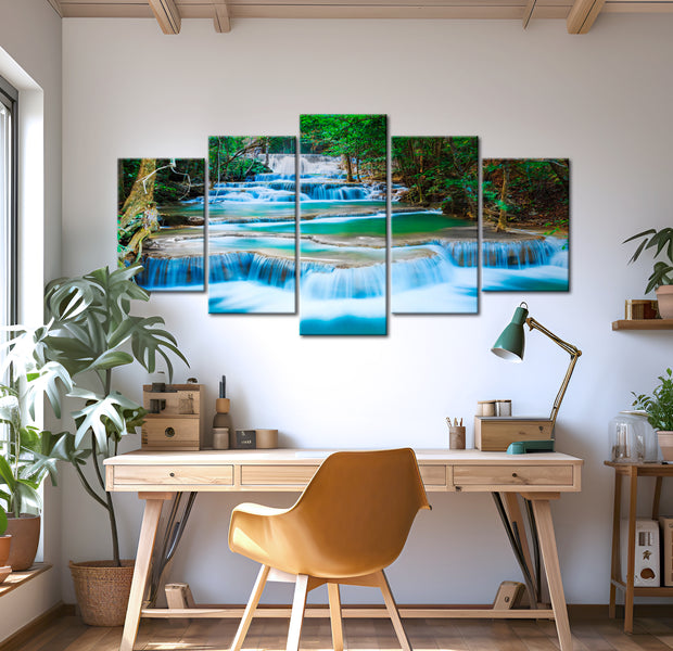 Stretched Canvas Landscape Art - Waterfall In Thailand